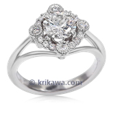 Vintage Scalloped Halo Engagement Ring