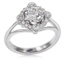 Vintage Scalloped Halo Engagement Ring