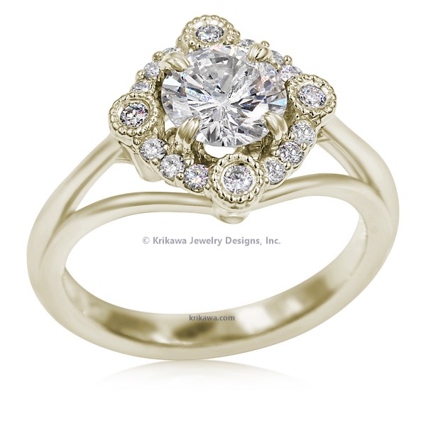 Vintage Scalloped Halo Engagement Ring