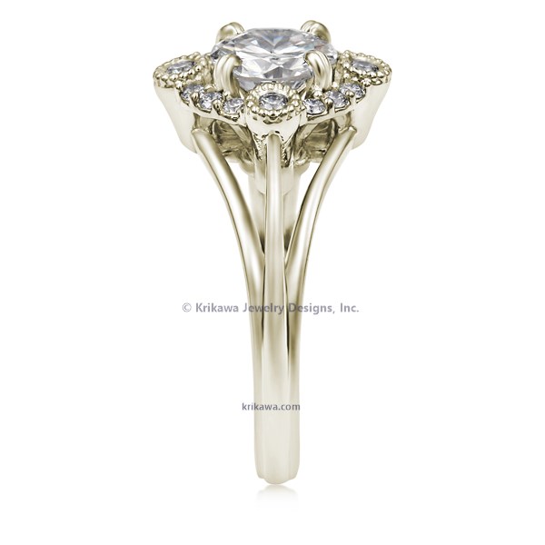 Vintage Scalloped Halo Engagement Ring