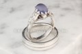 Unique Vintage Wreath Engagement Ring with Cabochon and Matching Beaded Wedding Band