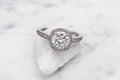 A classic engagement ring enhanced with a luxurious design. 