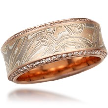 Paved Mokume Wedding Band