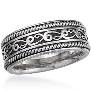 Vine and Leaf Eternity Wedding Band with Ropes