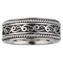 Vine and Leaf Eternity Wedding Band with Ropes - top view