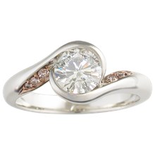 Carved Wave Light Engagement Ring with Diamonds - top view
