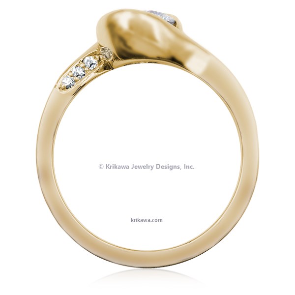 Carved Wave Light Engagement Ring