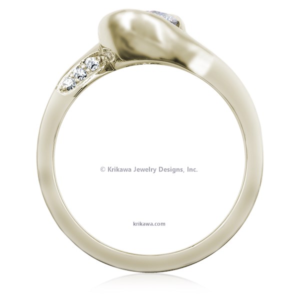 Carved Wave Light Engagement Ring