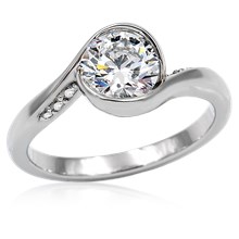 Carved Wave Light Engagement Ring