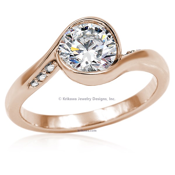Carved Wave Light Engagement Ring