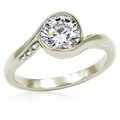 Carved Wave Light Engagement Ring