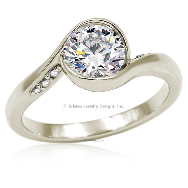 Carved Wave Light Engagement Ring