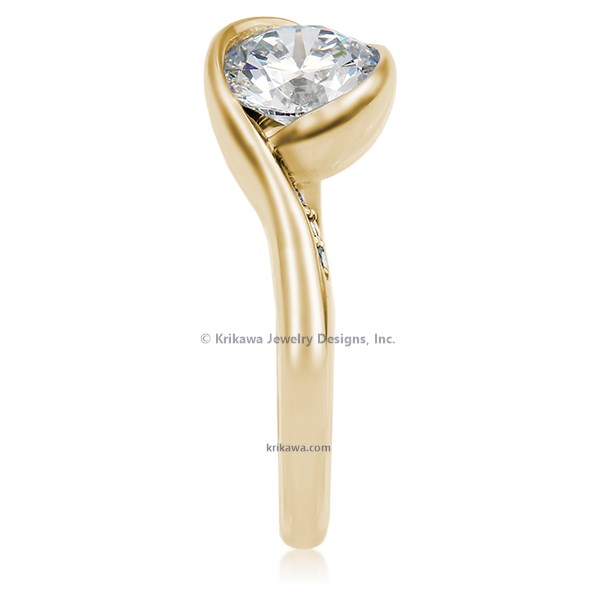Carved Wave Light Engagement Ring