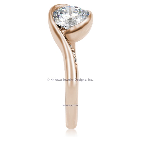 Carved Wave Light Engagement Ring