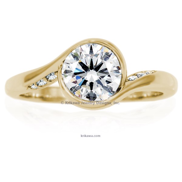 Carved Wave Light Engagement Ring