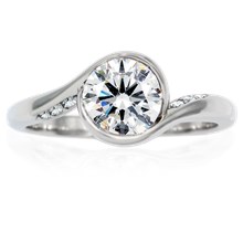 Carved Wave Light Engagement Ring - top view