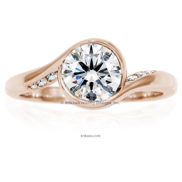 Carved Wave Light Engagement Ring