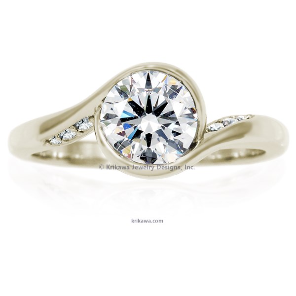 Carved Wave Light Engagement Ring