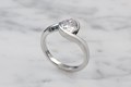 Carved Wave Light Engagement Ring with Diamonds