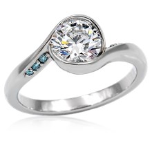Carved Wave Light Engagement Ring