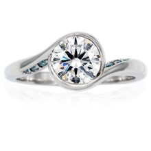 Carved Wave Light Engagement Ring - top view