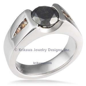 Modern Flush Stone Engagement Ring with Diamonds