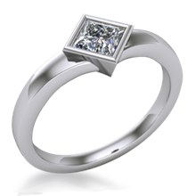 Solitaire Engagement Ring Princess Cut Bezel Flare