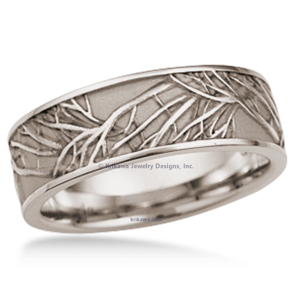 Your love has branches that reach farther than you'll ever know.  Representing eternal love, this exquisitely sculpted and detailed wedding band is hand made in the width and metal of your choice, just for you. 