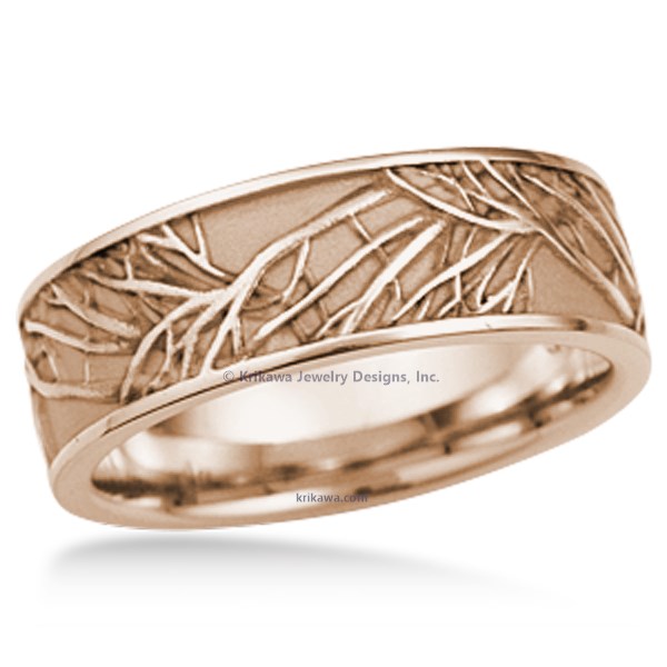 Your love has branches that reach farther than you'll ever know.  Representing eternal love, this exquisitely sculpted and detailed wedding band is hand made in the width and metal of your choice, just for you. 