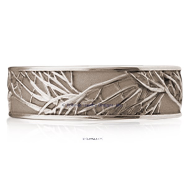 Your love has branches that reach farther than you'll ever know.  Representing eternal love, this exquisitely sculpted and detailed wedding band is hand made in the width and metal of your choice, just for you. 