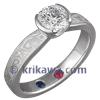 Mokume Solitaire Tapered Engagement Ring