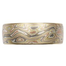 Autumn Mokume Wedding Band - top view