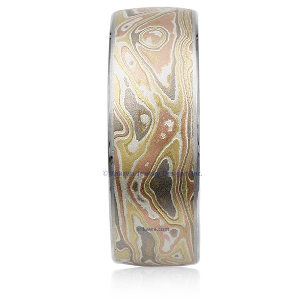 This mokume flavor captures that special time of year with layers of 18k yellow gold, 14k white gold, 14k rose gold and sterling. 