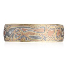 Autumn Mokume Wedding Band - top view
