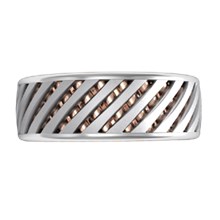 Lattice Work Two-tone Unique Men's Wedding Band - top view
