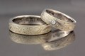Winter Mokume Wedding Band with Flush Swirl and a Diamonds Accent