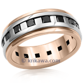 Space Square Mens Diamond Two Tone Wedding Ring