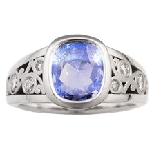 Modern Curlicue Engagement Ring - top view