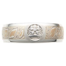 Etched Symbol Mokume Wedding Band - top view