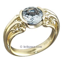 Carved Curls Engagement Ring with Blue Sapphire