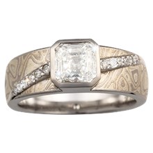 Mokume Diamond River Engagement Ring - top view