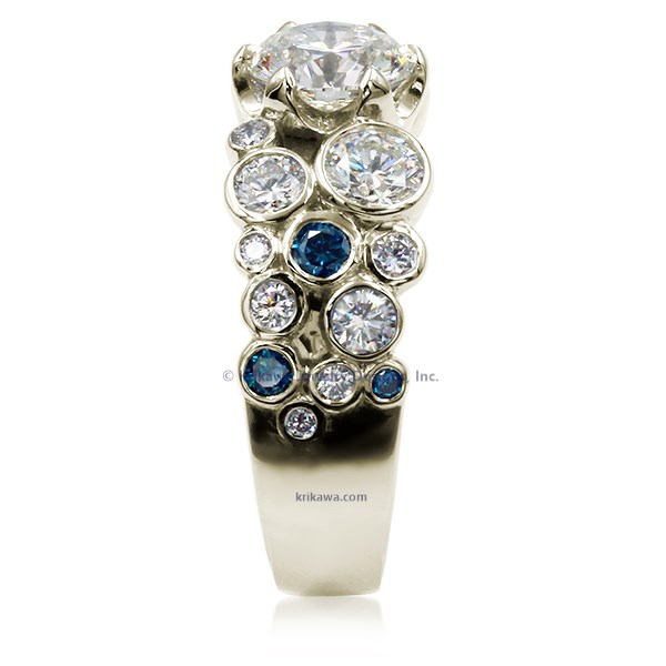 Express yourself with this bubbly ring style! Lightweight and sparkly, this engagement ring is made from bezel-set diamonds clustered together like bubbles.