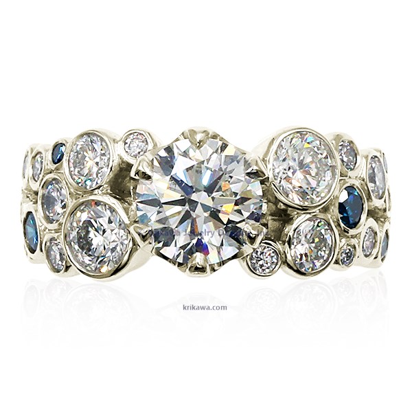 Express yourself with this bubbly ring style! Lightweight and sparkly, this engagement ring is made from bezel-set diamonds clustered together like bubbles.