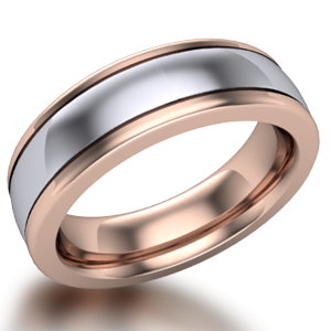 R323 TT Two-Tone Gold Stripe Stainless Steel Wedding Band Ring Mens & Womens 