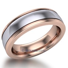 Grooved Two Tone Mens Wedding Band 