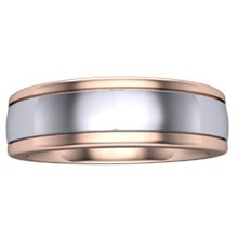 Grooved Two Tone Mens Wedding Band - top view