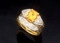 Decorative Wisdom Three Stone Engagement Ring and Matching Three Stone Contour Band
