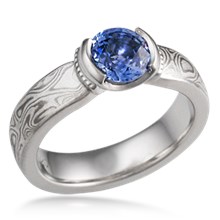 Mokume Millegrained Solitaire Engagement Ring