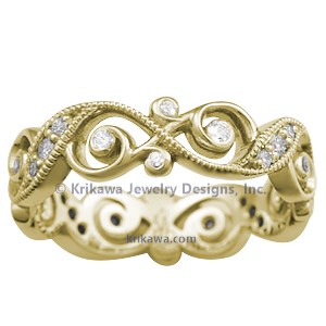 Infinity Leaf Diamond Wedding Band