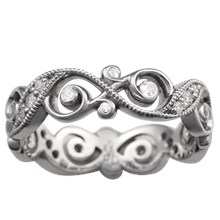 Infinity Leaf Diamond Wedding Band - top view